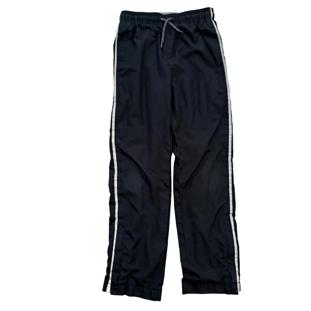 OshKosh B'gosh Track Pants Kids Size 7 Black Side Stripe Jersey Lined Joggers